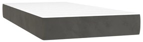 vidaXL Κρεβάτι Boxspring με Στρώμα &amp; LED Σκ. Γκρι 100x200εκ. Βελούδινο