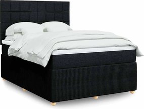 vidaXL Κρεβάτι Boxspring με Στρώμα Μαύρο 140x200 εκ. Υφασμάτινο