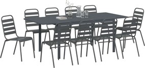 vidaXL Σέτ φαγητού για κήπο 11 pcs Ανθρακί Ατσάλι με Πούδρα