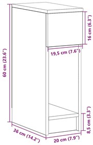 Κομοδίνα με συρτάρι 2 τεμάχια Λευκό 20x36x60 cm - Λευκό