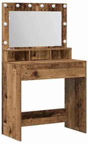 vidaXL Τραπέζι Μακιγιάζ με ράφι Παλαιό ξύλο 79 x 41 x 135 cm