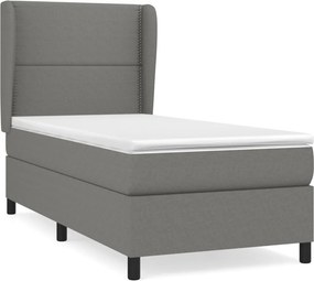 vidaXL Κρεβάτι Boxspring με Στρώμα Σκούρο Γκρι 100x200 εκ. Υφασμάτινο