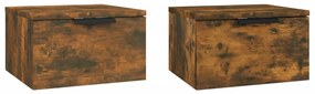 vidaXL Κομοδίνα Επιτοίχια 2 τεμ. Καπνιστή Δρυς 34 x 30 x 20 εκ.
