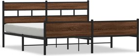 vidaXL Σκελετός Κρεβ. Χωρίς Στρώμα Καφέ Δρυς 193x203 εκ. Μεταλλικό