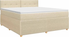 vidaXL Κρεβάτι box spring με στρώμα Κρεμ 160 x 200 cm Ύφασμα