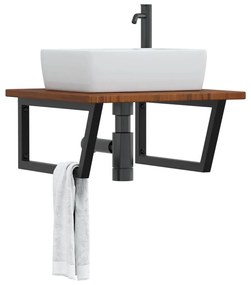 Ράφι Νιπτήρα Τοίχου από Ατσάλι / Μασίφ Ξύλο Δρυός