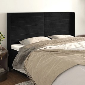 Κεφαλάρι με Πτερύγια Μαύρο 183x16x118/128 εκ. Βελούδινο - Μαύρο