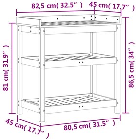 ΤΡΑΠΕΖΙ ΚΗΠΟΥΡΙΚΗΣ ΜΕ ΡΑΦΙΑ 82,5X45X86,5 ΕΚ. ΜΑΣΙΦ ΞΥΛΟ ΠΕΥΚΟΥ 832433