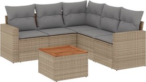 vidaXL Patio Sofa Set 6-θέσια Μικτό μπεζ και γκρι