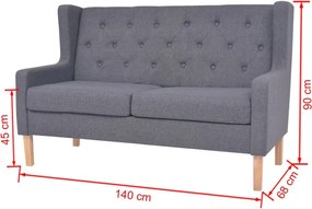vidaXL Καναπές Διθέσιος Γκρι Υφασμάτινος