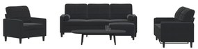 vidaXL Σετ Σαλονιού 4 Τεμ. Μαύρο Βελούδινο με Μαξιλάρια/Στηρίγματα