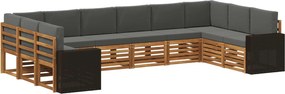 vidaXL Σειρά Καναπέ Εξωτερικού 10 pcs Φυσικό και Ανθρακί Πολυεστέρας