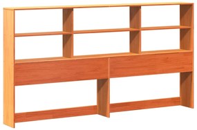 Κρεβάτι Βιβλιοθήκη Χωρίς Στρώμα Καφέ 200x200 εκ Μασίφ Πεύκο - Καφέ