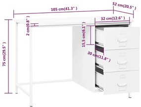 ΒΙΟΜΗΧΑΝΙΚΟ ΓΡΑΦΕΙΟ ΜΕ ΣΥΡΤΑΡΙΑ ΛΕΥΚΟ 105X52X75 ΕΚ. ΑΤΣΑΛΙΝΟ 339635