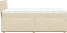 vidaXL Κρεβάτι Boxspring με Στρώμα Κρεμ 90x190 εκ.Υφασμάτινο