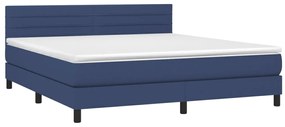 vidaXL Κρεβάτι Boxspring με Στρώμα &amp; LED Μπλε 160x200 εκ. Υφασμάτινο