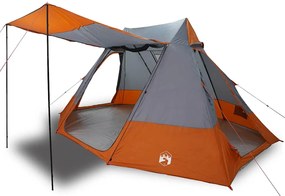 vidaXL Σκηνή Camping Γκρι και πορτοκαλί 482 x 360 x 227 εκ Πολυεστέρας
