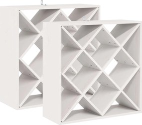 vidaXL Ράφι Κρασιού 2 pcs Λευκό 62 x 25 x 62 cm Στερεά ξυλεία πεύκου