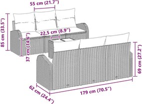 vidaXL Σετ Καναπέ Κήπου 7 τμχ. 6-Αριθμός καθισμάτων Γκρι