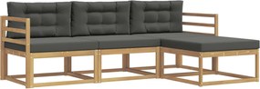 vidaXL Σειρά Καναπέ Εξωτερικού 4 pcs Άσπρο και Ανθρακί Πολυεστέρας