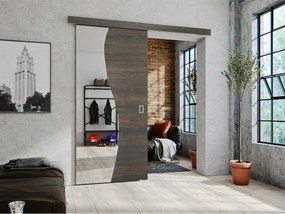 Συρόμενες πόρτες Dover 213, 23 kg, Σκούρα φλαμουριά, Πλαστικοποιημένη μοριοσανίδα, Καθρέφτης, Καφέ | Epipla1.gr