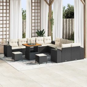 vidaXL Σετ Καναπέ Κήπου Ρυθμιζόμενο ύψος 13 pcs Μαύρο συνθετικό ρατάν