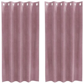 vidaXL Κουρτίνες με κουρτίνες 2 pcs Σκούρο Ροζ 140 x 175 cm Βελούδο