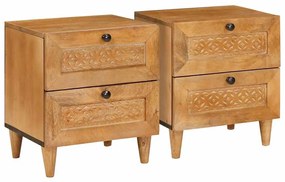 vidaXL Κομοδίνο 2 pcs Ανοιχτό καφέ 40 x 33 x 46 εκ. Μασίφ ξύλο μάνγκο