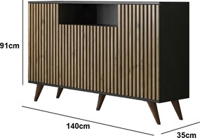 Μπουφές Ξύλινο / Μαύρο / Πεύκο Atlantic FRN 140x35x91