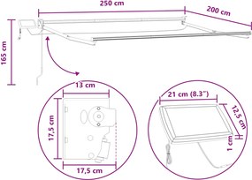 vidaXL Χειροκίνητη αναδιπλούμενη τέντα με LED Άμμος