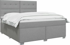vidaXL Κρεβάτι box spring με στρώμα Ανοιχτό γκρι 140 x 190 cm Ύφασμα