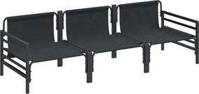 vidaXL Σετ Καναπέ Κήπου με μαξιλάρι 3 pcs Μαύρο Ατσάλι