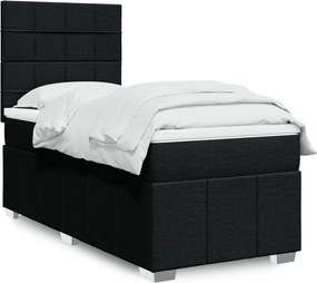 vidaXL Κρεβάτι Boxspring με Στρώμα Μαύρο 90x200 εκ. Υφασμάτινο