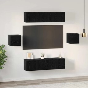 vidaXL Σετ επίπλου τηλεόρασης 6 pcs Μαύρη Οξυά Επεξεργασμένο ξύλο