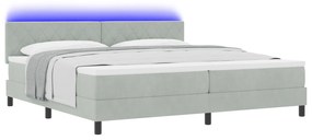 vidaXL κρεβάτι Box Spring  με στρώμα και LED Γκρι 200x200 εκ Βελούδο