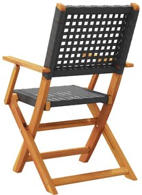 vidaXL Πτυσσόμενες καρέκλες 8 τεμαχίων από μαύρο πολυεστέρα και μασίφ ξύλο