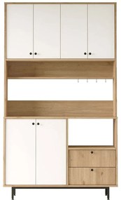 Ντουλάπι Κουζίνας 956LCS3564 120x35,5x205cm Oak-White Μοριοσανίδα, Μέταλλο