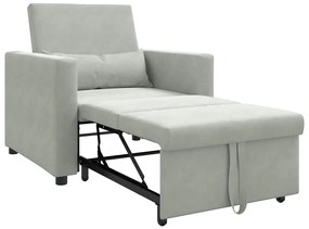 vidaXL Μονός καναπές-κρεβάτι Ανοιχτό γκρι 90 x 165 x 87 εκ. Βελούδο