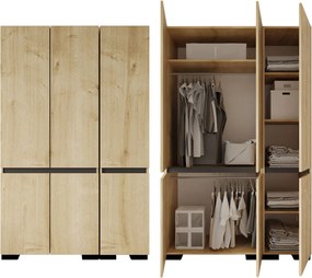 Ντουλάπα Sapphire Δρυς / Ανθρακί DREFIVE 135x52x210