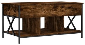 vidaXL Τραπεζάκι Σαλονιού Καπνιστή Δρυς 100x55x50 εκ. Επ. Ξύλο/Μέταλλο