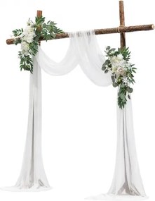 VEVOR Artificial Wedding Arch Flowers Kit White With 2 Pcs Flowers 1 Pcs Drapes