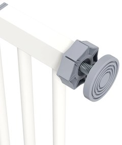 Dog Door Gate Barrier Pet Gate Metal Plastic 74-87cm Λευκό