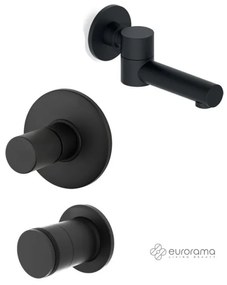 Eurorama RES PRO Μίκτης εντοιχισμού &amp; La Torre εκτροπέας περιστροφικός 3 εξόδων &amp; Στόμιο Περι/μενο 15,5 εκ.Ø 25χιλ Black Matt
