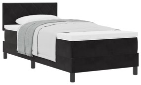 vidaXL Κρεβάτι Box Spring με Στρώμα Μαύρο 100x200 εκ Βελούδο