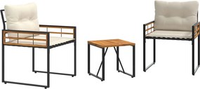 vidaXL Σετ Εξωτερικών Επίπλων με μαξιλάρι 3 pcs Κρεμ