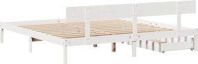 vidaXL Σκελετός Κρεβ. Χωρίς Στρώμα Λευκό 200x200 εκ Μασίφ Πεύκο