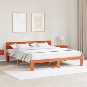vidaXL Κρεβάτι με κεφαλάρι Κερωμένο Καφέ 180x200 εκ. Μασίφ ξύλο πεύκου