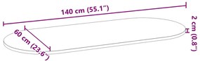 Επιτραπέζια επιφάνεια Ανοιχτό Καφέ 140x60x2 εκ. Ξύλο Δρυός Οβάλ - Καφέ