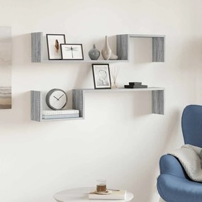 vidaXL Ράφια Τοίχου 2 τεμ. Γκρι Sonoma 100x15x20 εκ. από Επεξεργ. Ξύλο