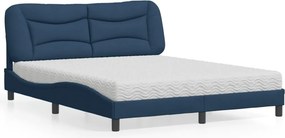 vidaXL Κρεβάτι με Στρώμα Hvar Μπλε 160x200 εκ. Υφασμάτινο